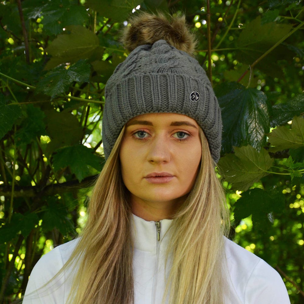 Hy Equestrian Melrose Cable Knit Bobble Hat image 3