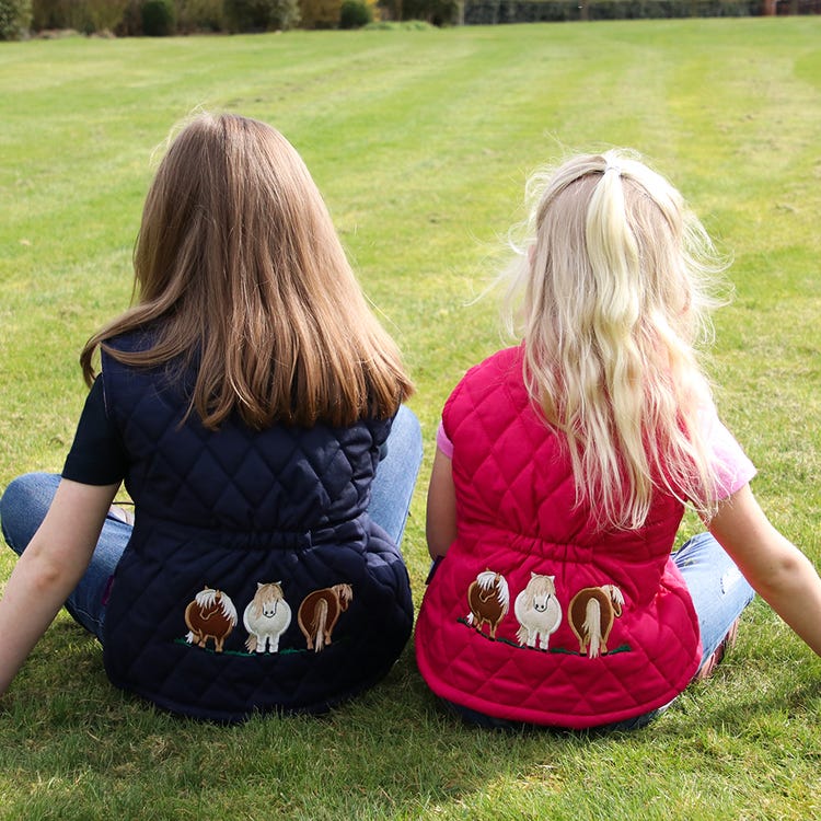 British Country Collection Three Fat Ponies Childrens Gilet image 1