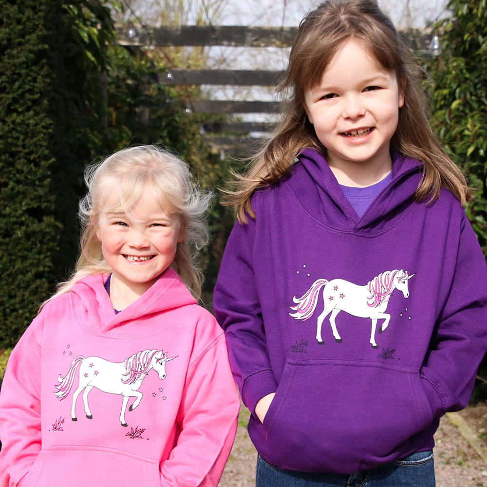 British Country Collection Dancing Unicorn Childs Hoodie image 1