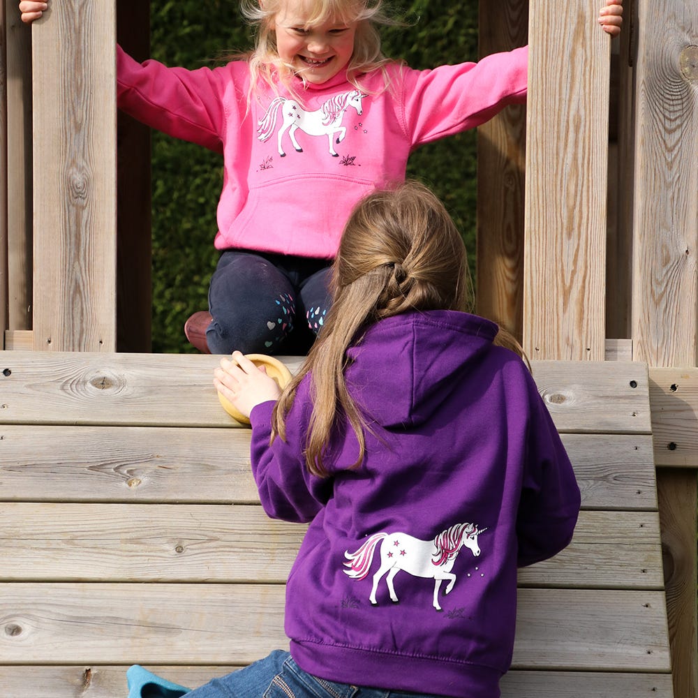 British Country Collection Dancing Unicorn Childs Hoodie image 6