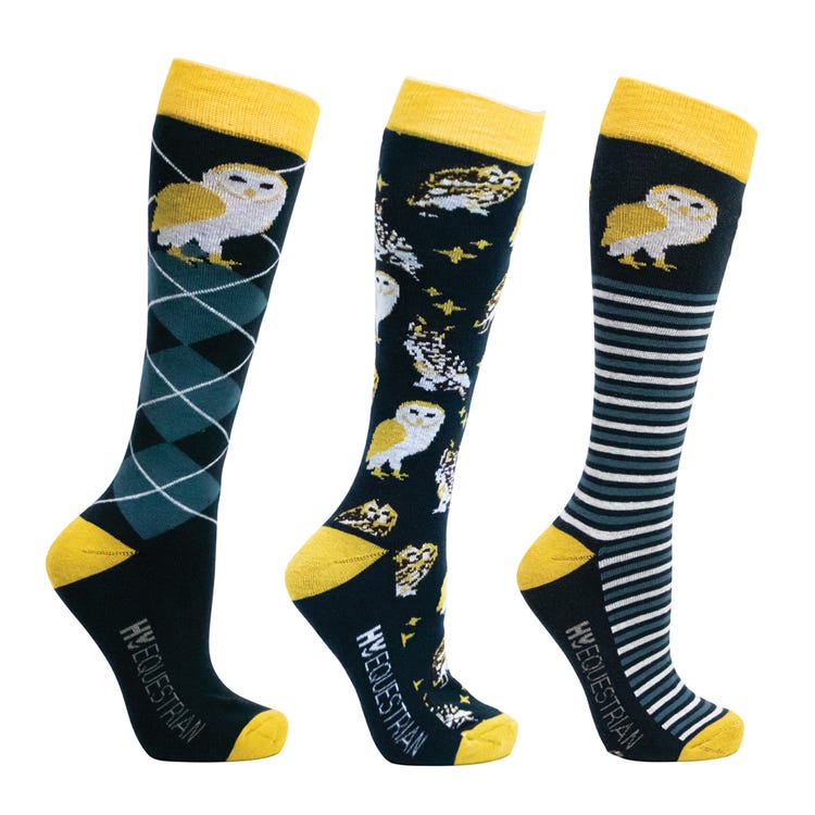 Hy Equestrian Night Owl Socks (Pack of 3) image 2