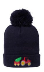 British Country Collection Christmas Tractor Pom Pom Beanie Hat image 1