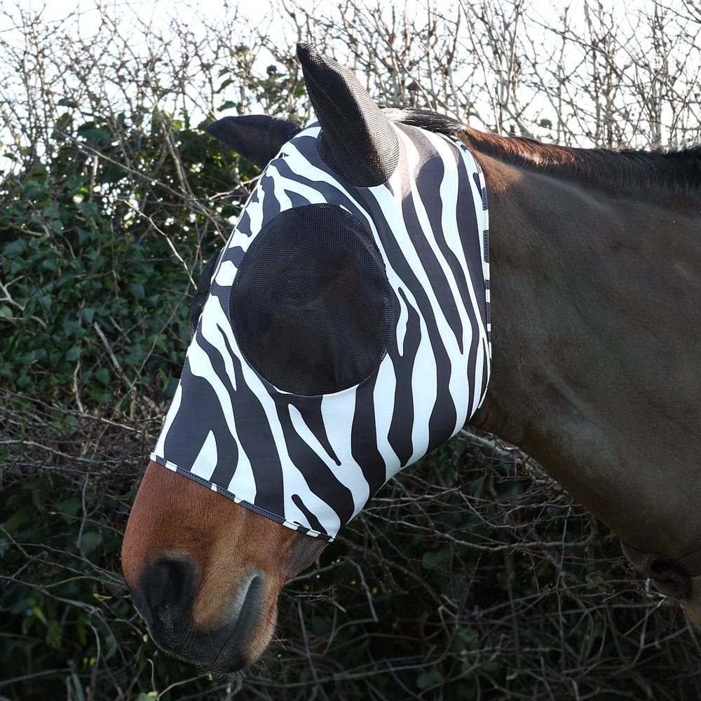 Hy Equestrian Lycra Zebra Print Fly Mask image 1