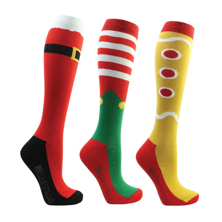 Hy Equestrian Festive Feet Christmas Socks (Pack of 3) image 1