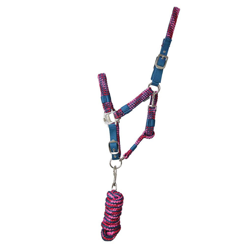 Hy Equestrian Multicolour Adjustable Head Collar with Rope image 2