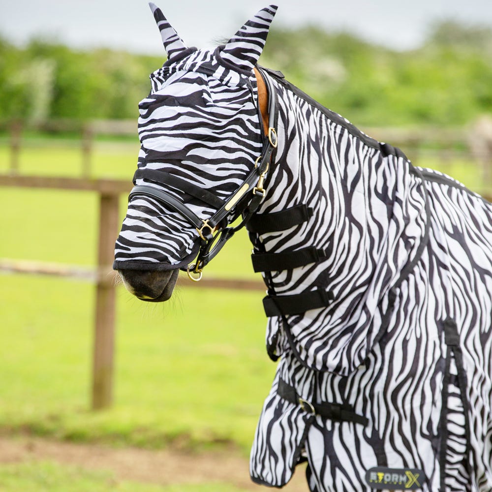 Hy Equestrian Zebra Fly Mask with Ears and Detachable Nose image 2