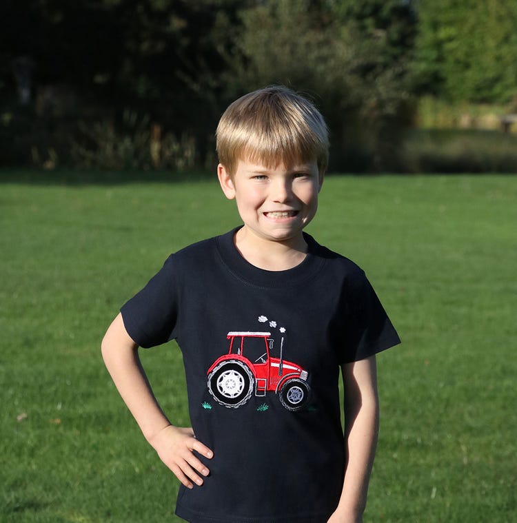 British Country Collection Big Red Tractor Childrens T-Shirt image 1