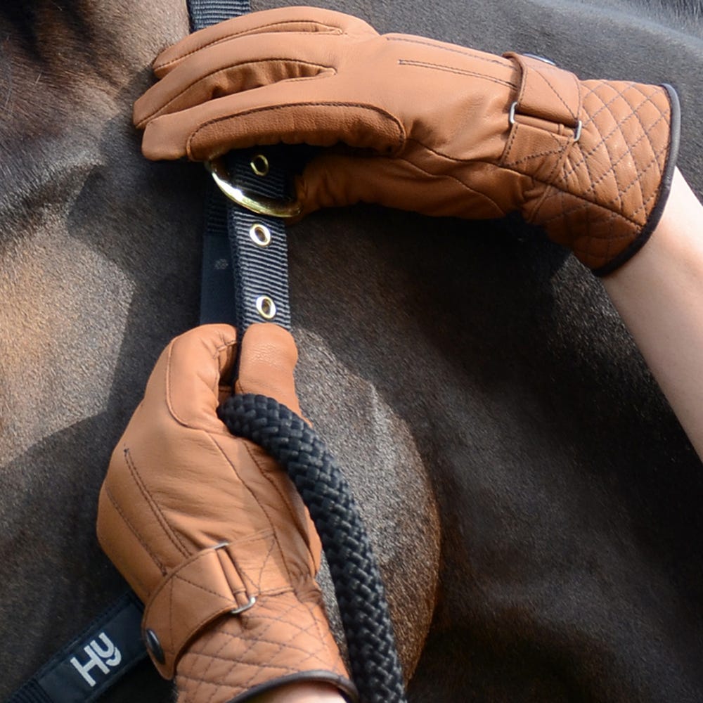 Hy Equestrian Thinsulate™ Quilted Soft Leather Winter Riding Gloves image 3