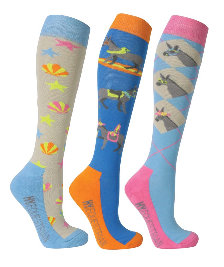 Hy Equestrian Seaside Donkey Socks (Pack of 3) image 1