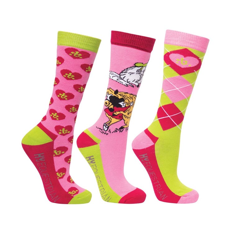 Hy Equestrian Thelwell Collection Hugs Socks (Pack of 3) image 1