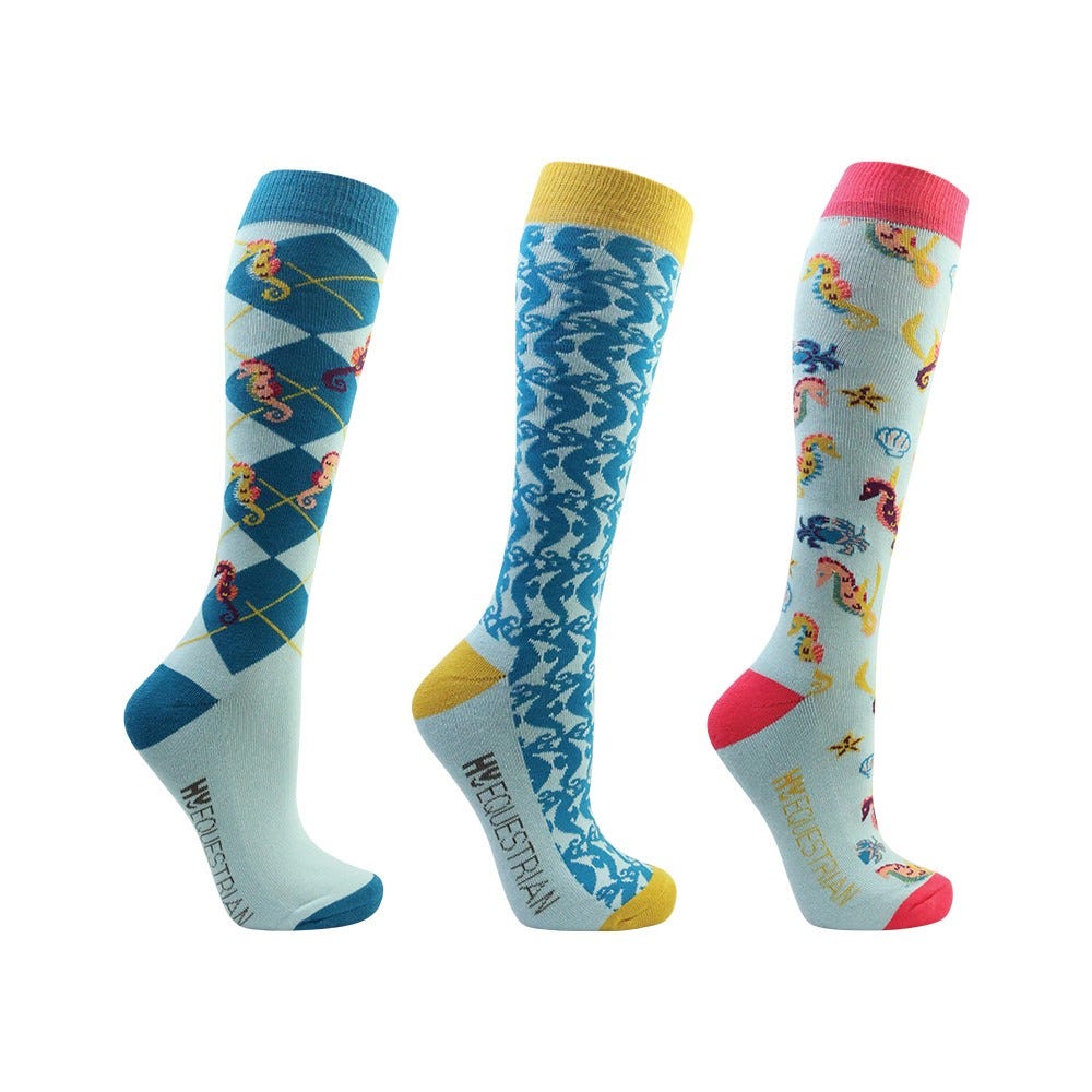 Hy Equestrian Shanti Seahorse Socks (Pack of 3) image 1