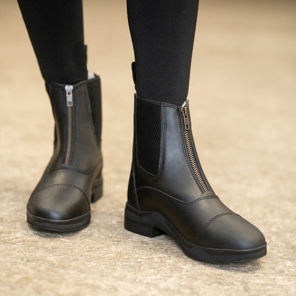 Hy Equestrian Fleece Lined Wax Leather Zip Jodhpur Boot image 5