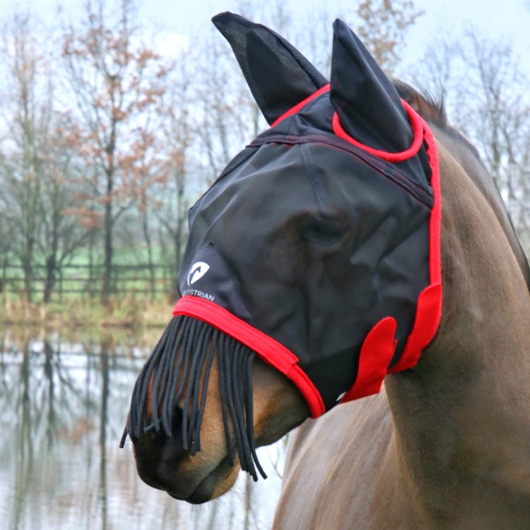 Hy Equestrian Mesh Half Mask with Ears and Fringe image 2