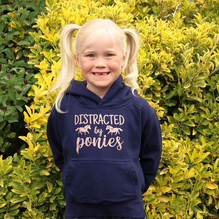 British Country Collection Distracted by Ponies Glitter Hoodie image 1