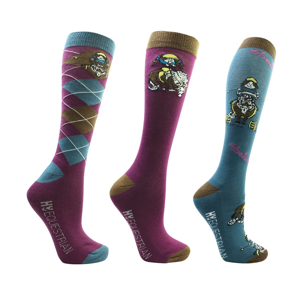 Hy Equestrian Thelwell Collection Pony Friends Socks (Pack of 3) image 1