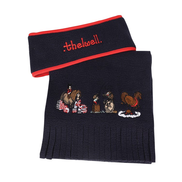 Hy Equestrian Thelwell Collection Practice Makes Perfect Fleece Headband &amp; Scarf Set image 1