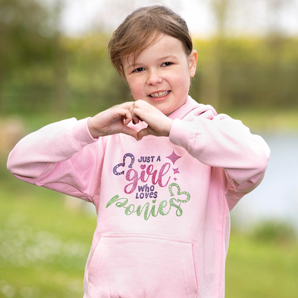 British Country Collection Just A Girl Who Loves Ponies Slogan Hoodie image 2