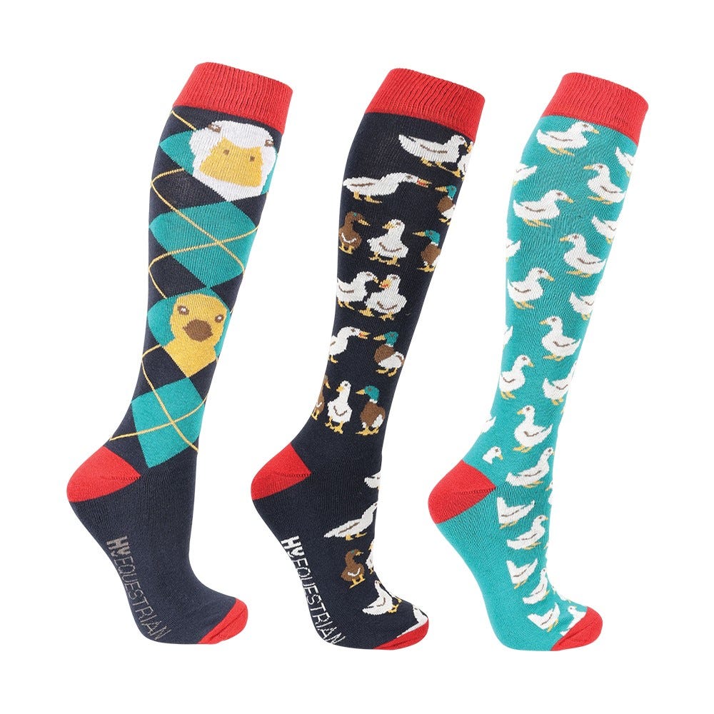 Hy Equestrian Ay Up Duck Socks (Pack of 3) image 1