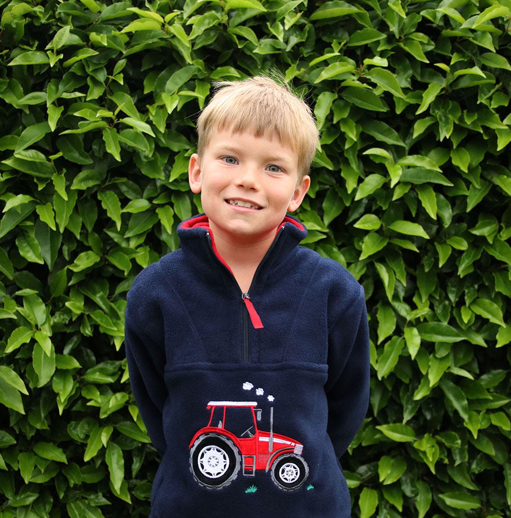 British Country Collection Big Red Tractor Childrens Fleece Jacket image 1