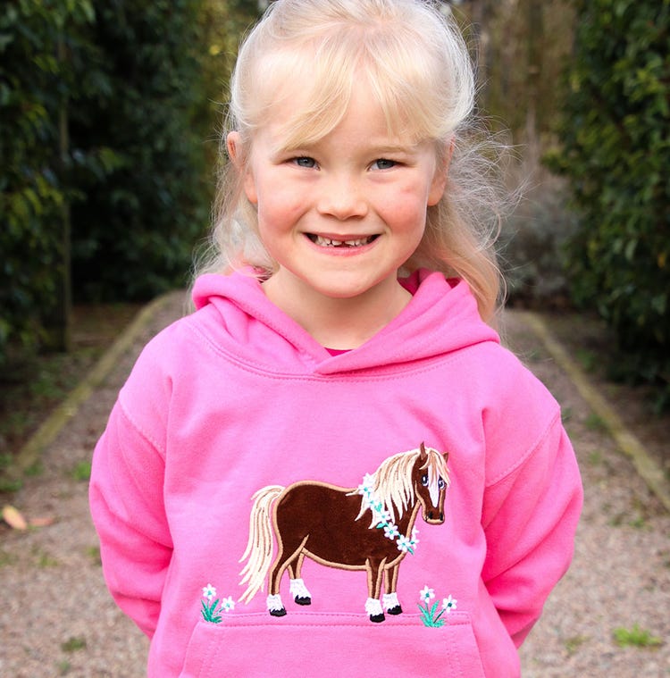 British Country Collection Flora Pony Childrens Hoodie image 1