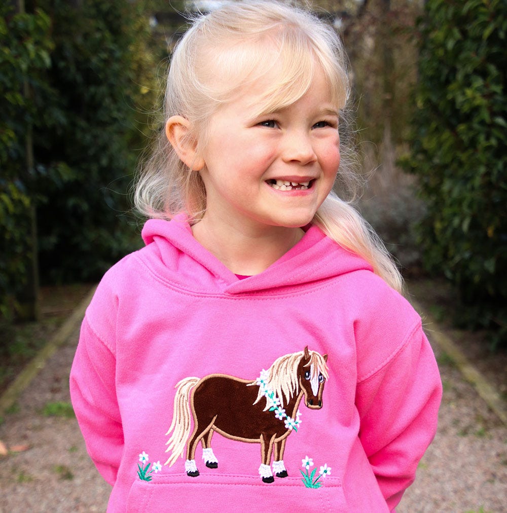 British Country Collection Flora Pony Childrens Hoodie image 2