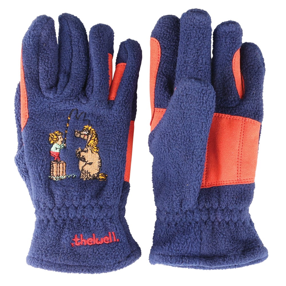 Hy Equestrian Thelwell Collection Practice Makes Perfect Children&#039;s Fleece Riding Gloves image 1