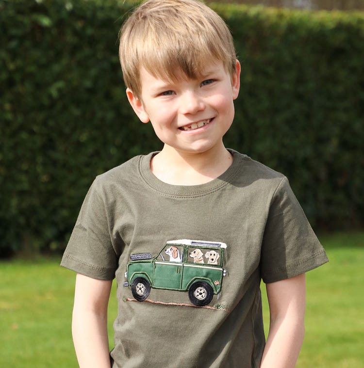 British Country Collection Offroader &amp; Dogs Childrens T-Shirt image 1