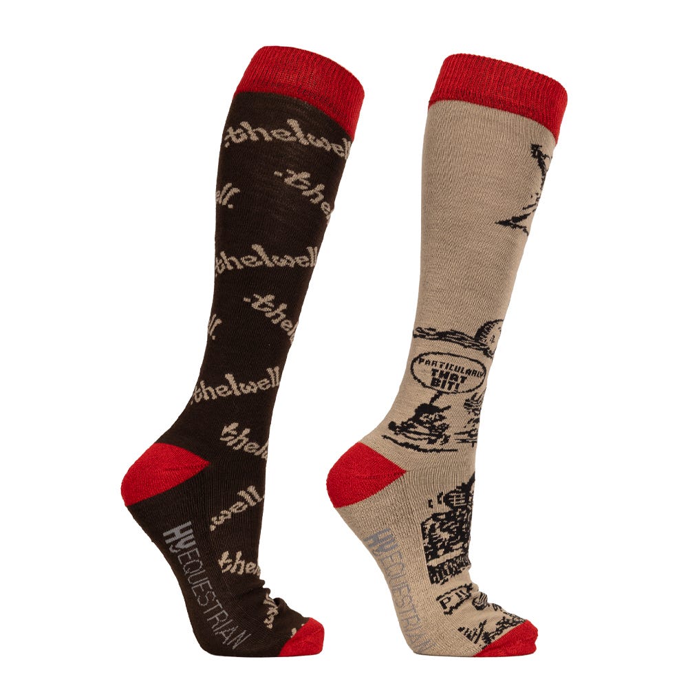 Hy Equestrian Thelwell Collection Comic Chaos Socks (Pack of 2) image 1