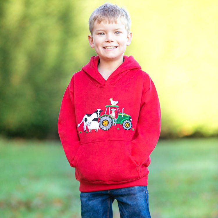 British Country Collection Farmyard Childrens Applique Hoodie image 2