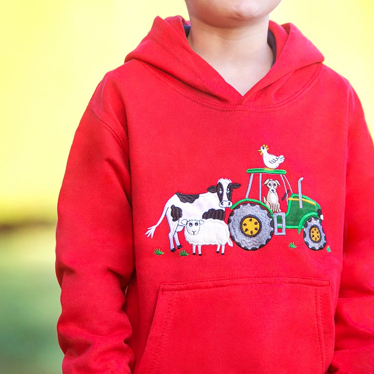 British Country Collection Farmyard Childrens Applique Hoodie image 3