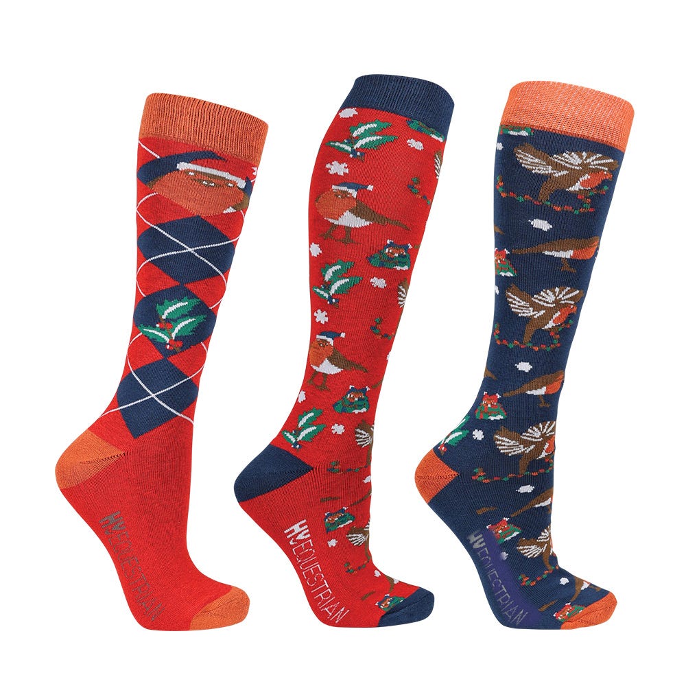 Hy Equestrian Ruby the Robin Christmas Socks (Pack of 3) image 1