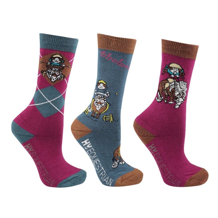 Hy Equestrian Thelwell Collection Pony Friends Socks (Pack of 3) image 1