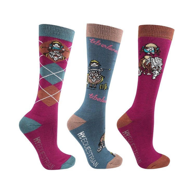 Hy Equestrian Thelwell Collection Pony Friends Socks (Pack of 3) image 3