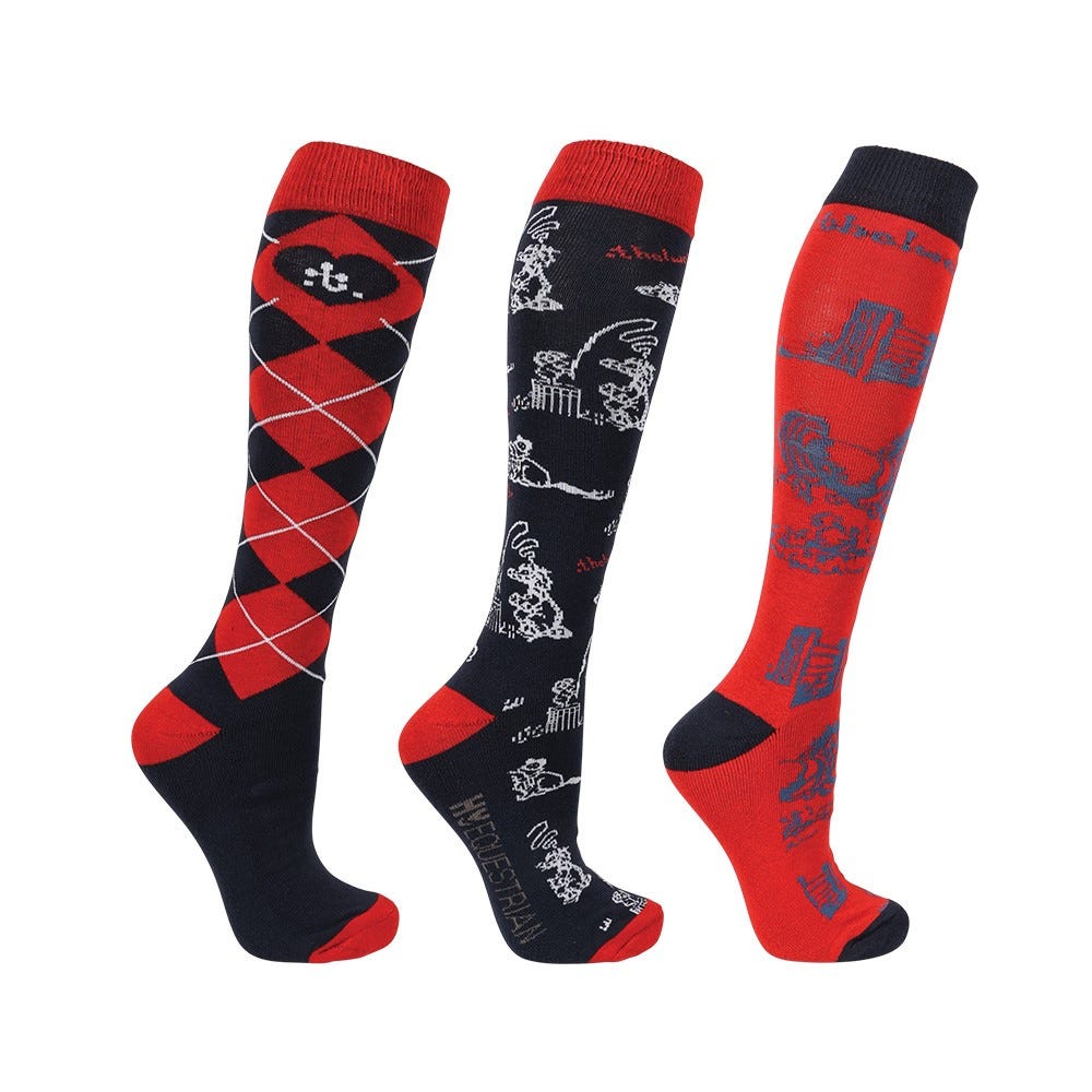 Hy Equestrian Thelwell Collection Practice Makes Perfect Socks (Pack of 3) image 1