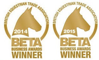 BETA business awards winner for 2014 and 2015 logo - gold horse heads on white background